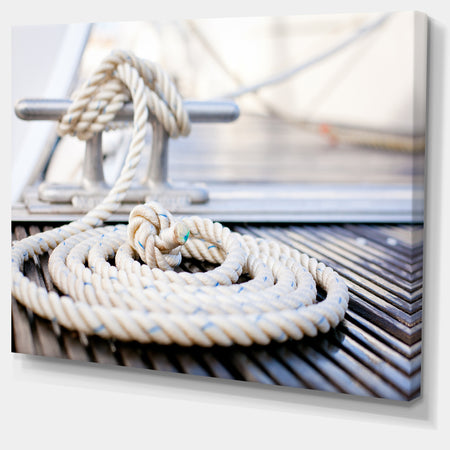 White Nautical Mooring Rope - Modern Landscape Canvas Art