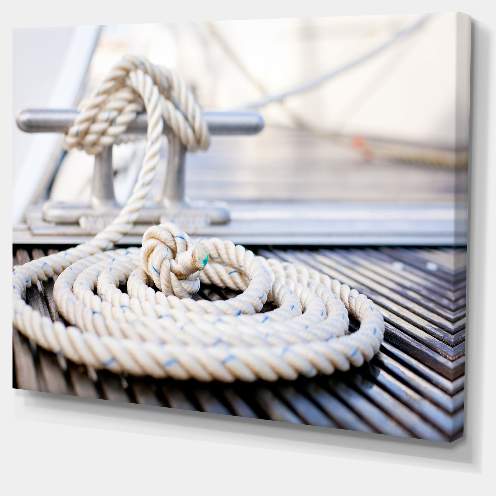 White Nautical Mooring Rope - Modern Landscape Canvas Art