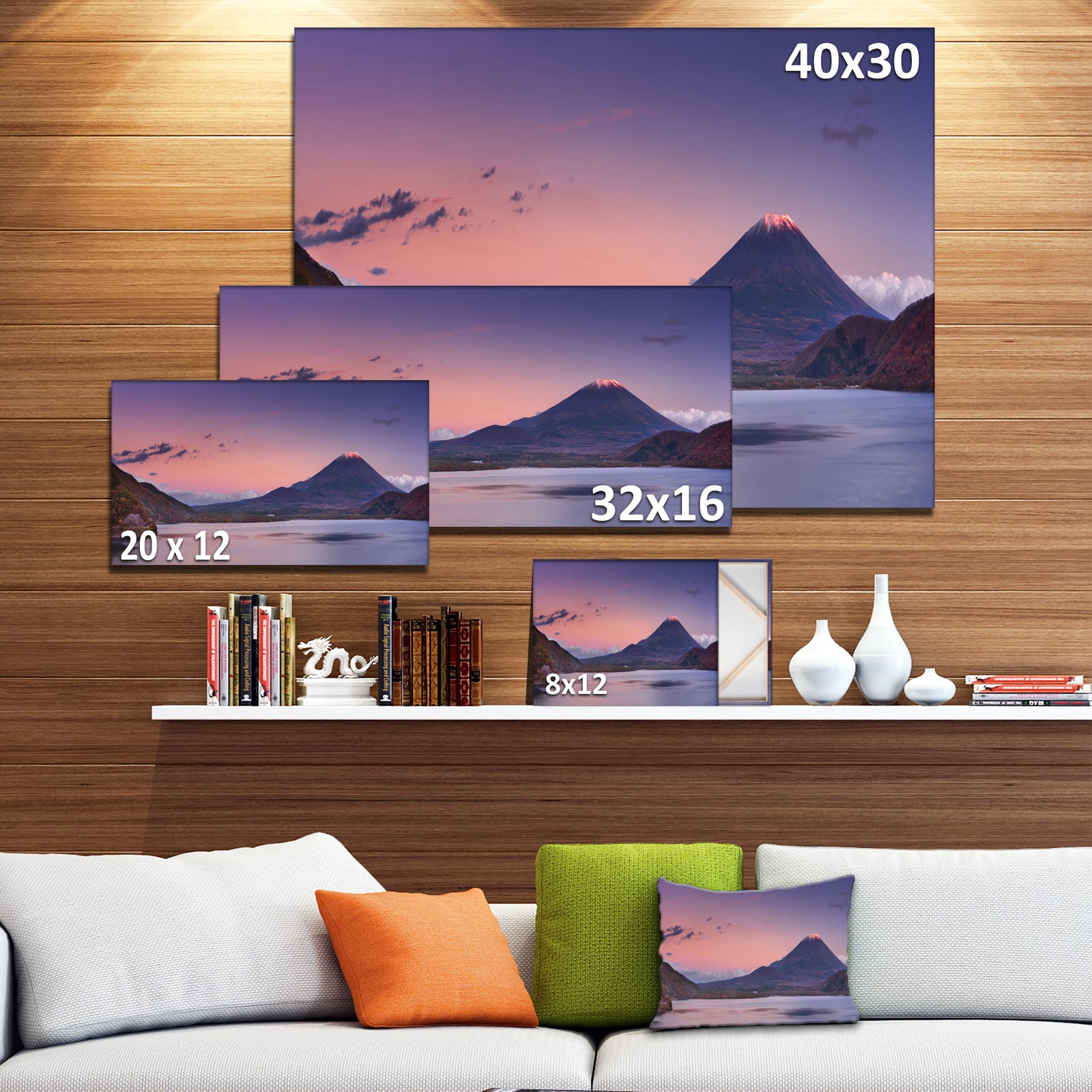 Sunset at Mount Fuji and Lake Motosu - Modern Landscape Canvas Art