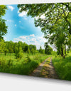 Green Forest Road and Blue Sky - Modern Landscape Canvas Art