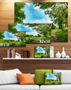 Green Forest Road and Blue Sky - Modern Landscape Canvas Art