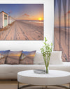 Row of Beach Huts at Sunset - Modern Landscape Canvas Art