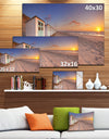 Row of Beach Huts at Sunset - Modern Landscape Canvas Art