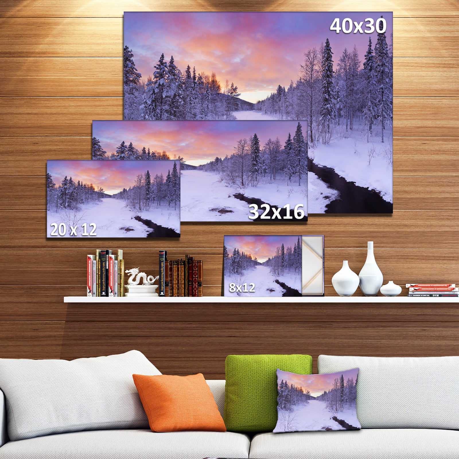 Winter River in Finnish Lapland - Modern Landscape Canvas Art