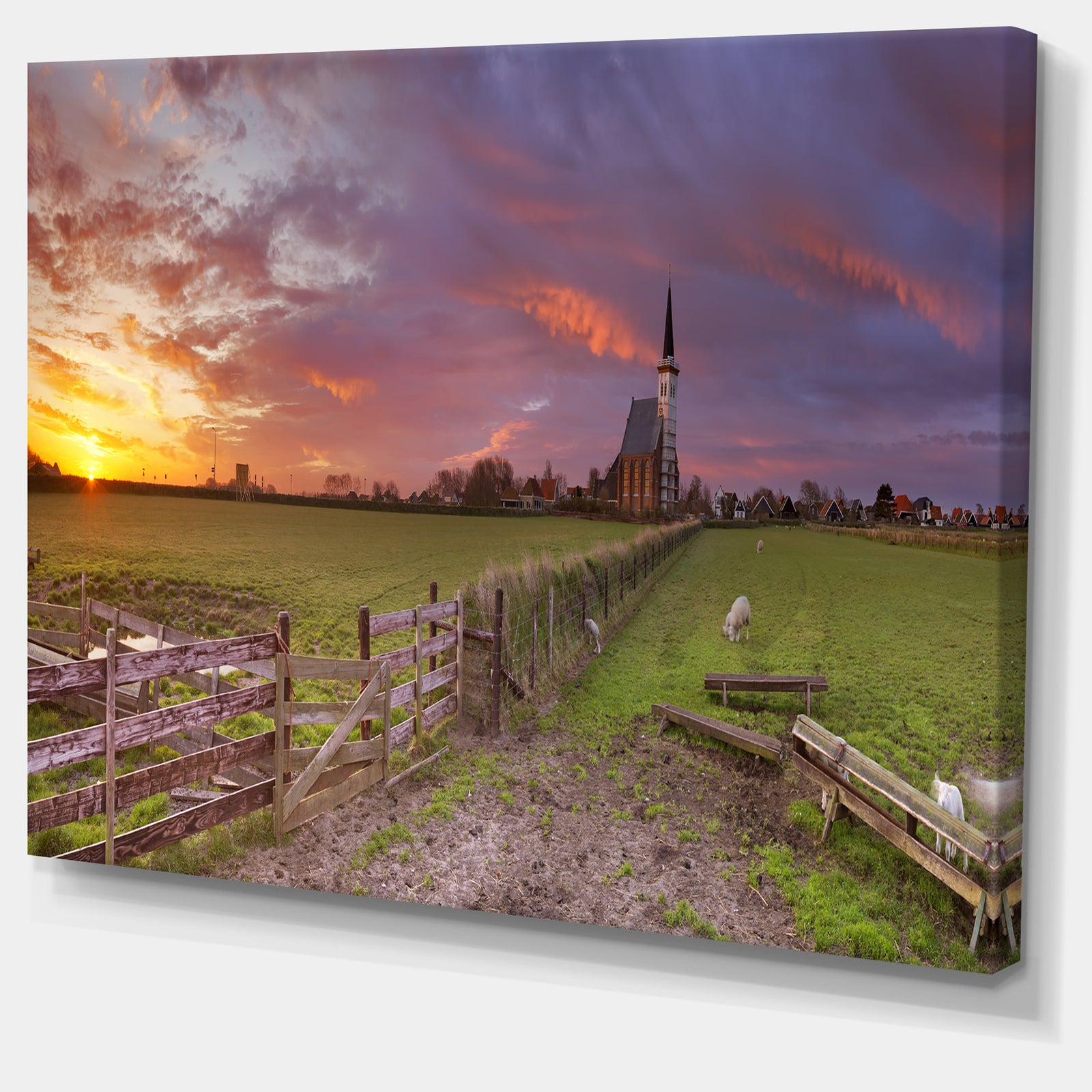 Church of Den Hoorn on Texel Island - Landscape Wall Art on Canvas