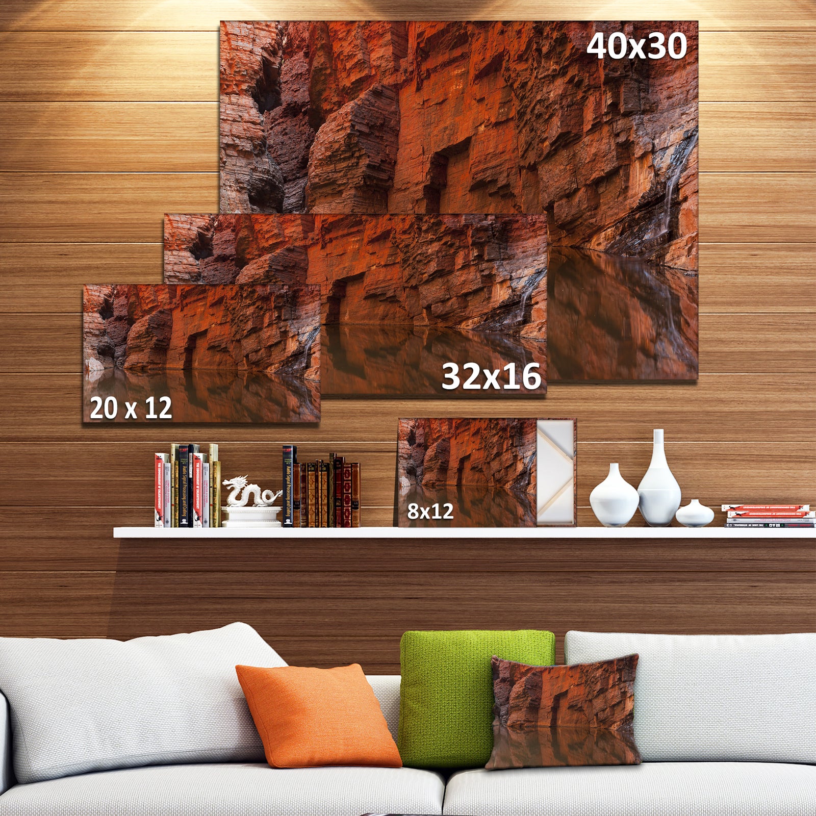 Rock Wall Reflections in Gorge - Landscape Wall Art on Canvas