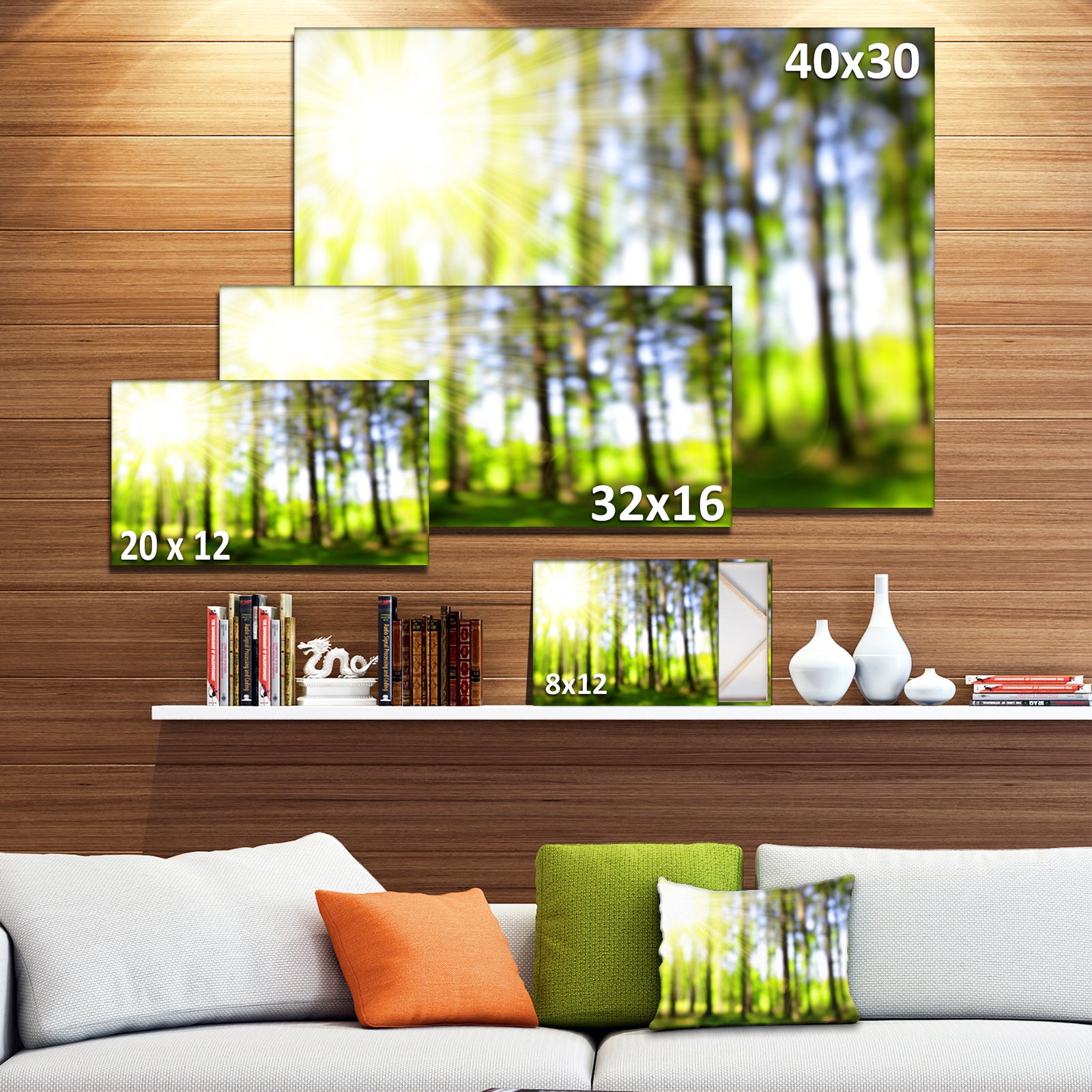 Green Bokeh in the Forest - Landscape Wall Art on Canvas