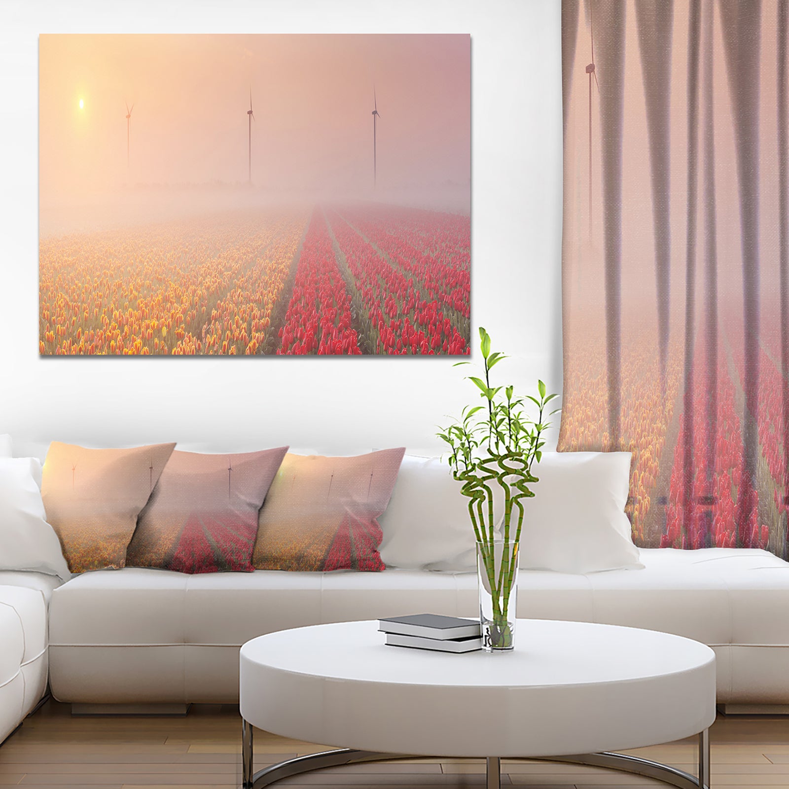 Sun over Blooming Lake Panorama - Landscape Wall Art on Canvas