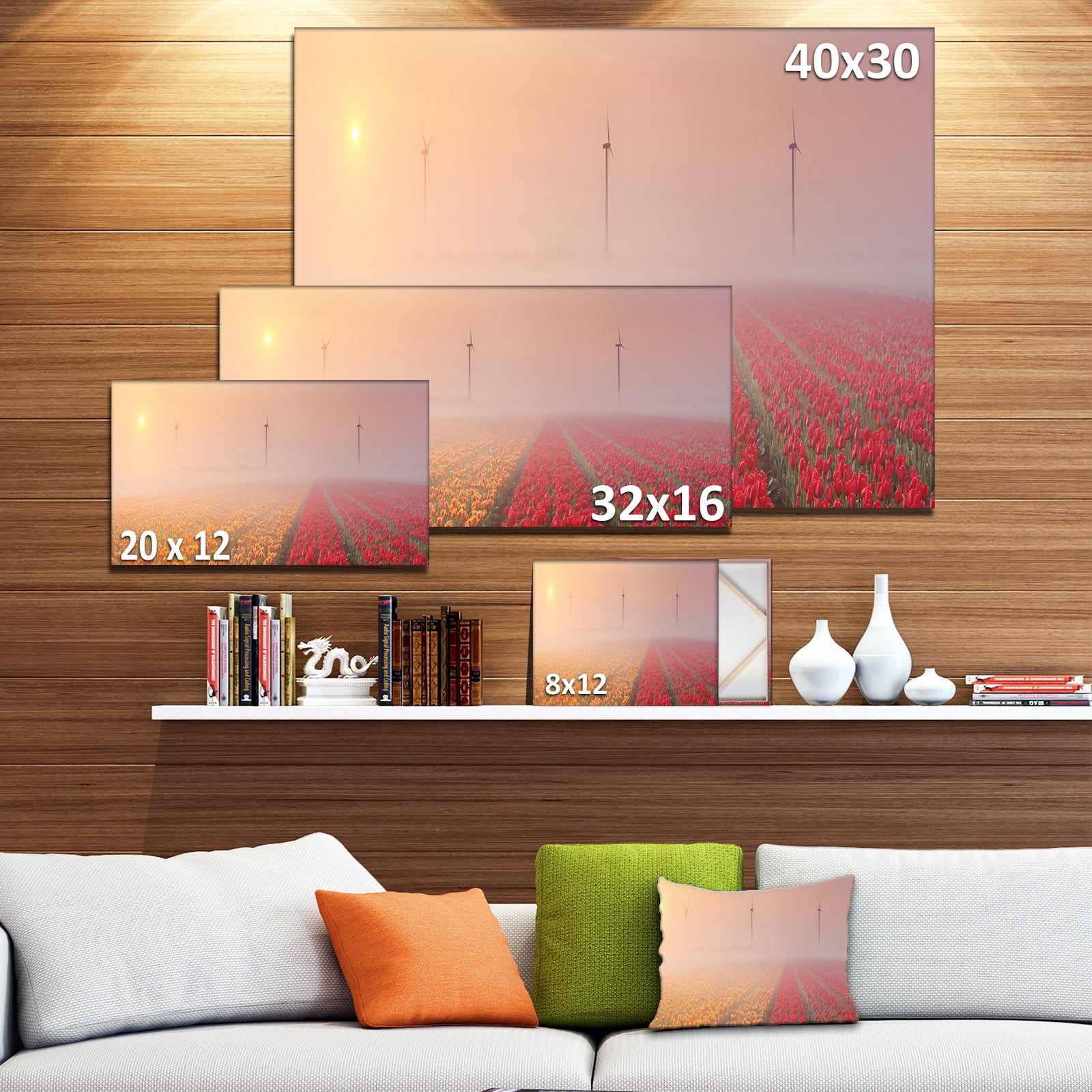 Sun over Blooming Lake Panorama - Landscape Wall Art on Canvas