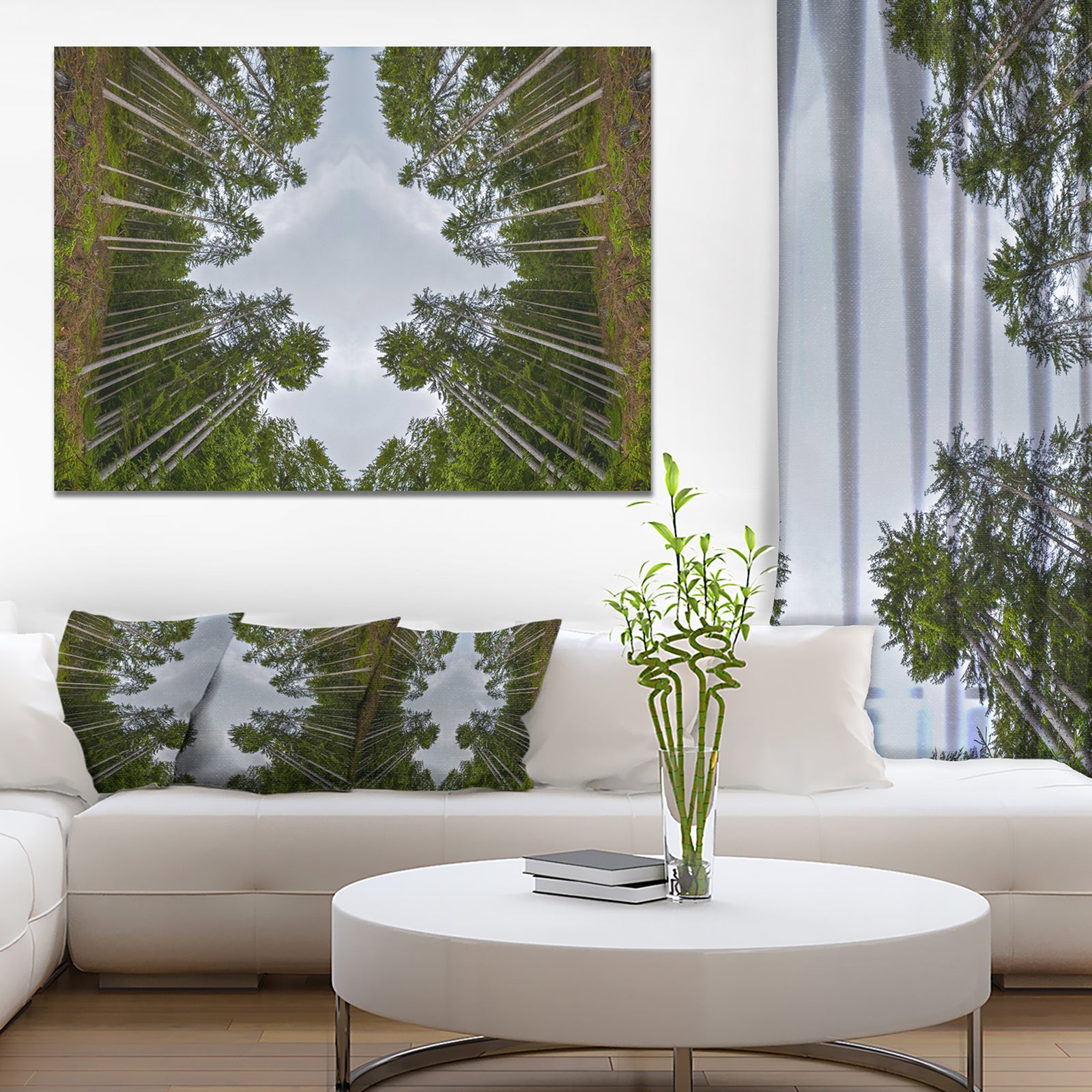 Circle Composition of Coniferous Trees - Landscape Wall Art on Canvas