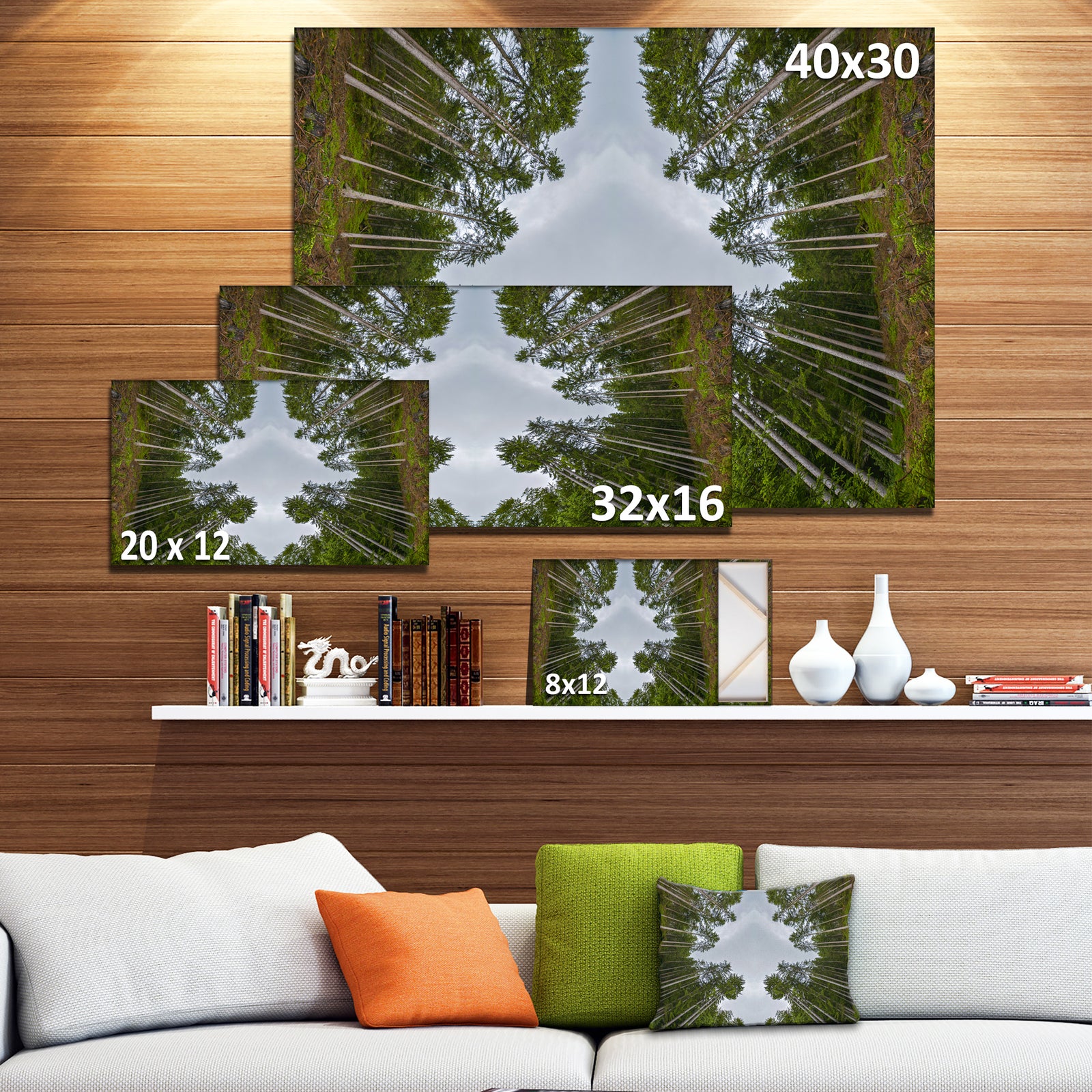 Circle Composition of Coniferous Trees - Landscape Wall Art on Canvas
