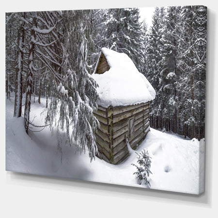 House in Magic Winter Forest - Modern Landscpae Wall Art