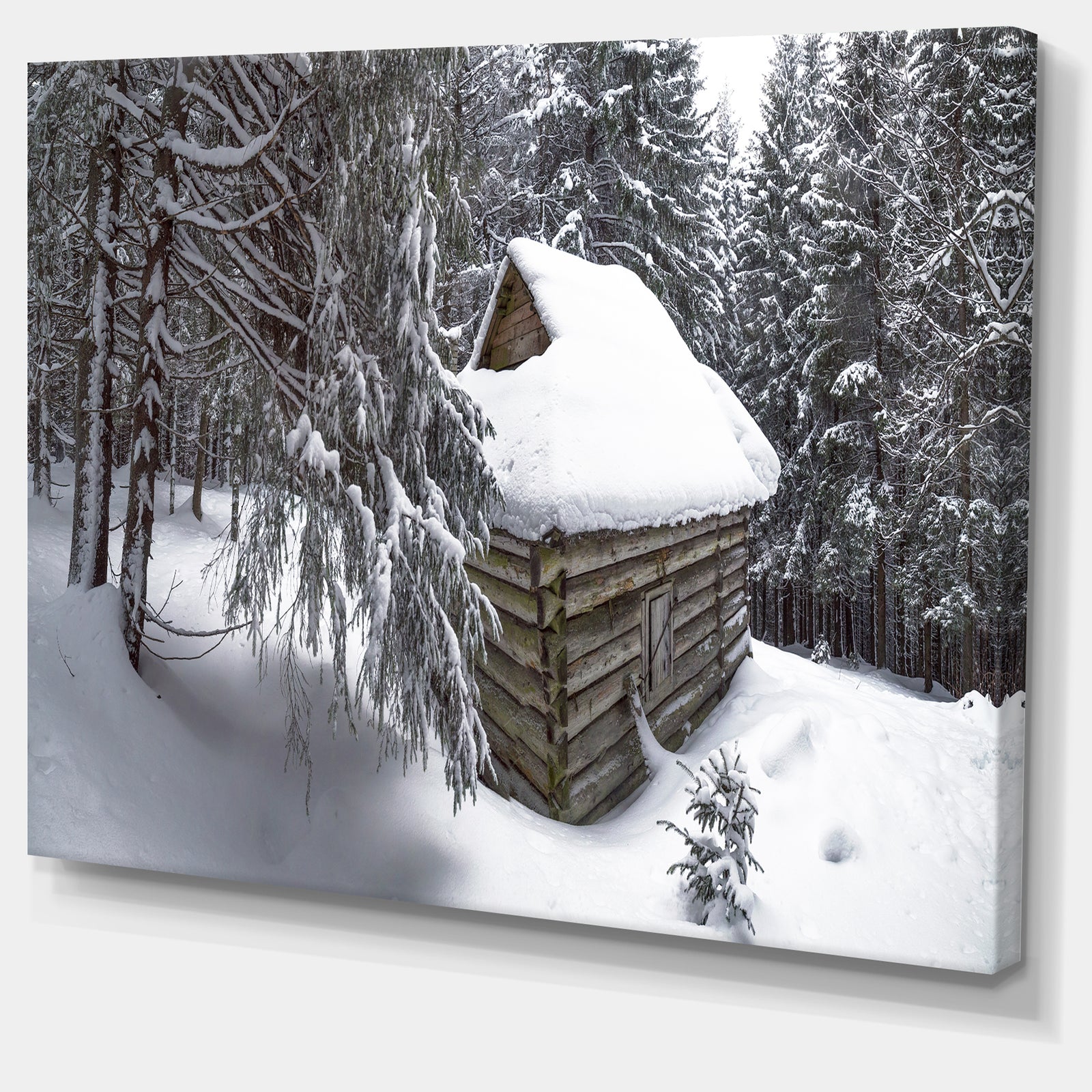 House in Magic Winter Forest - Modern Landscpae Wall Art