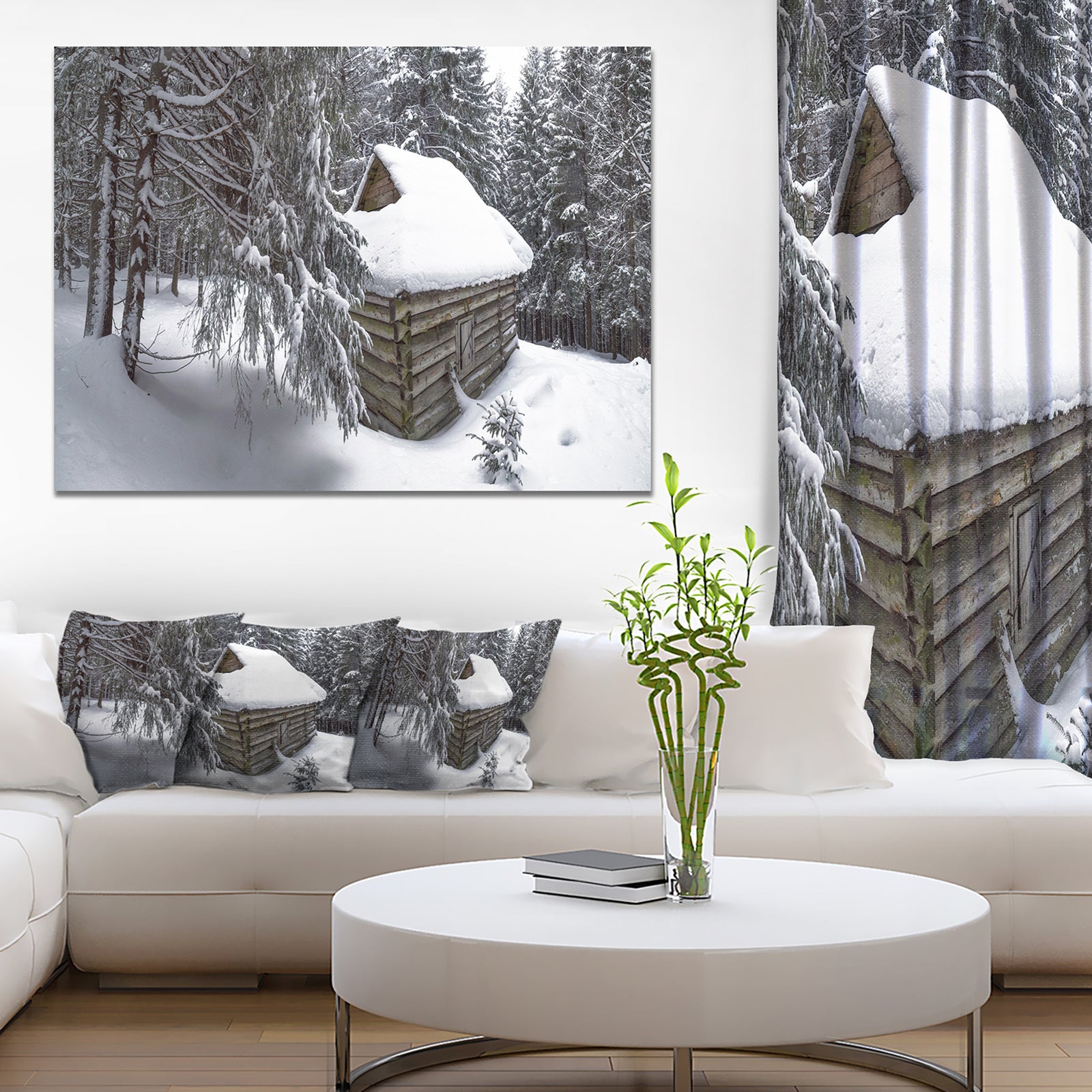 House in Magic Winter Forest - Modern Landscpae Wall Art
