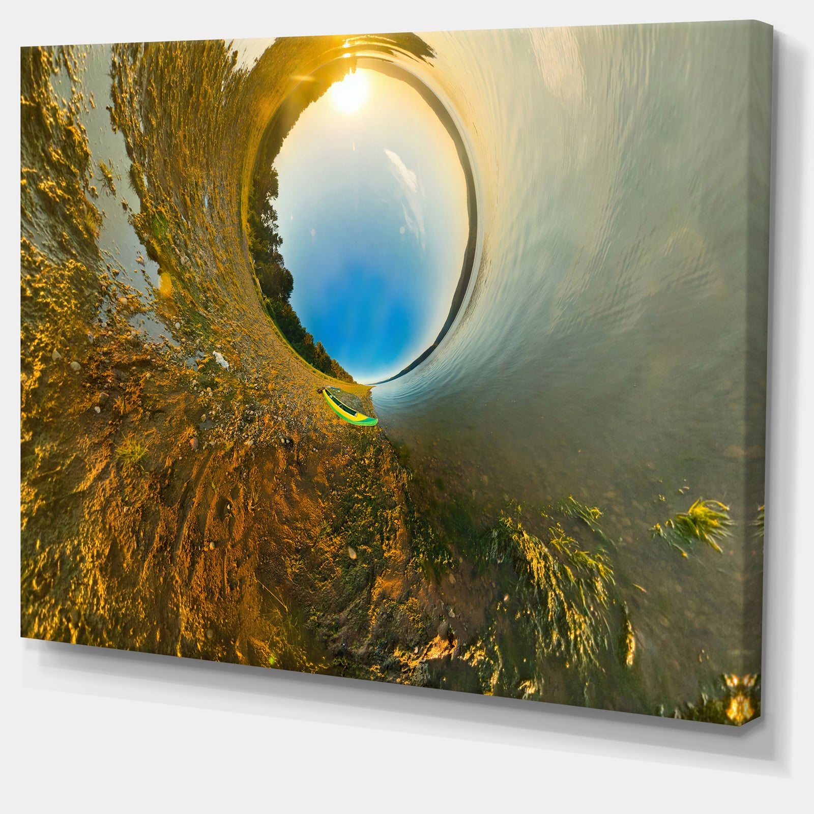 Kayak in River Little Planet - Modern Landscpae Wall Art