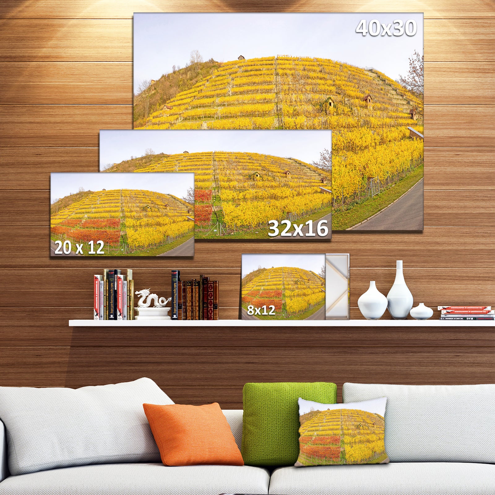Vineyard Panorama in Autumn - Modern Landscpae Wall Art