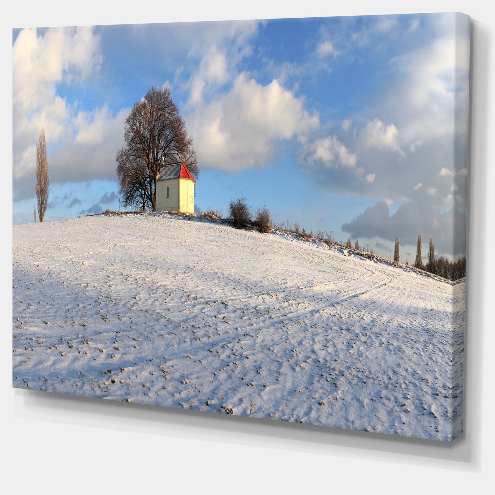 Winter Landscape with Chapel - Modern Landscpae Wall Art