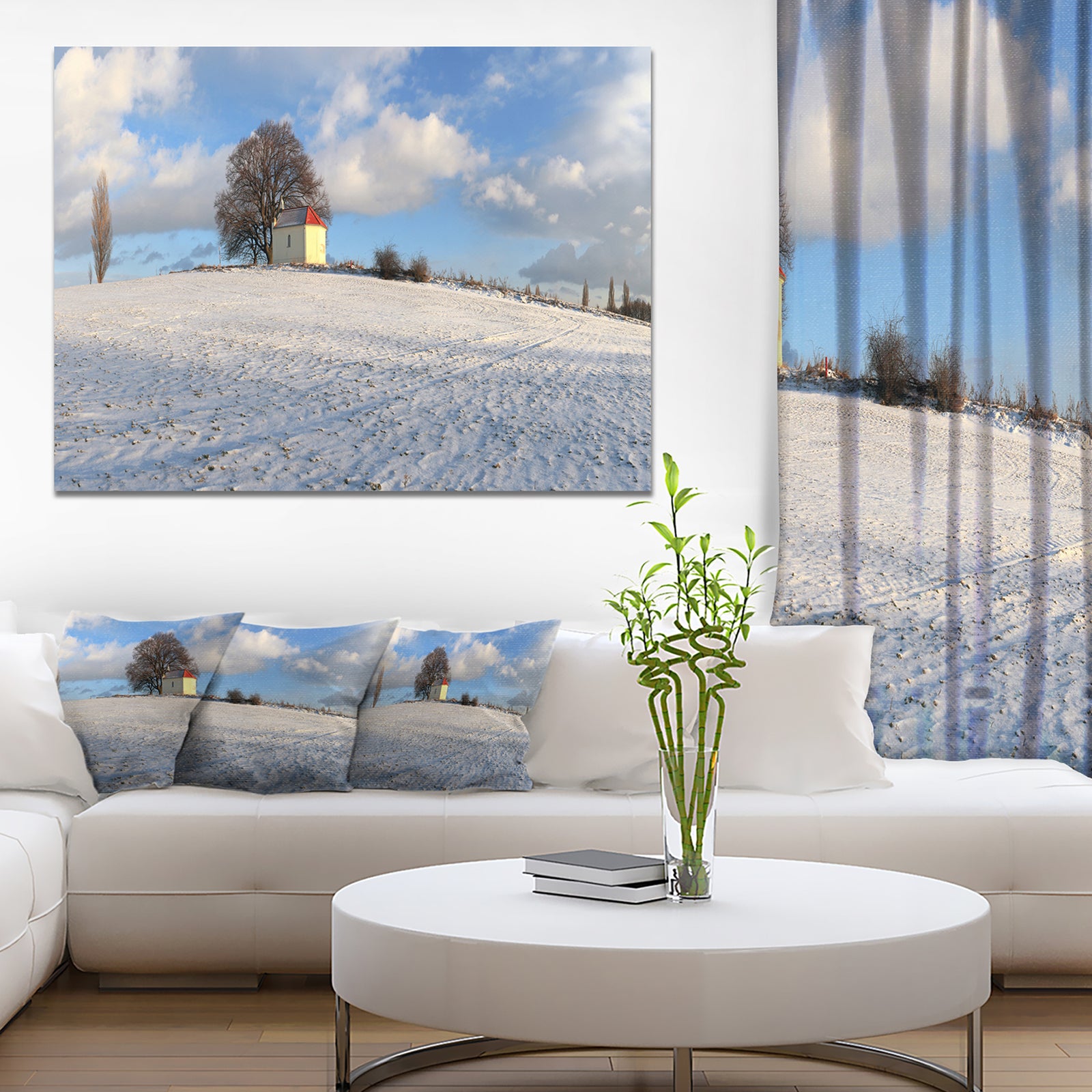 Winter Landscape with Chapel - Modern Landscpae Wall Art