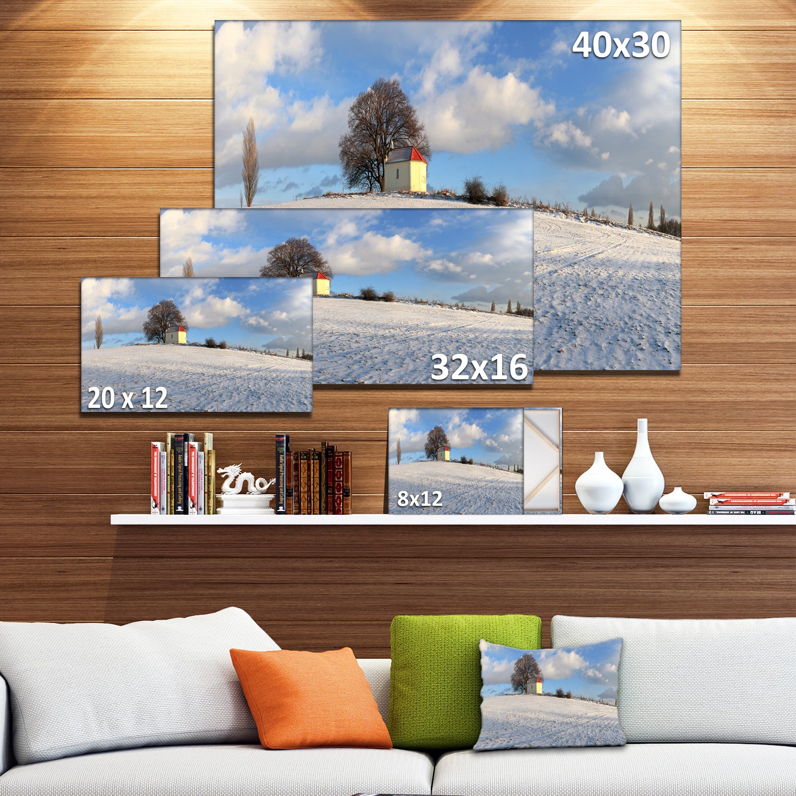 Winter Landscape with Chapel - Modern Landscpae Wall Art