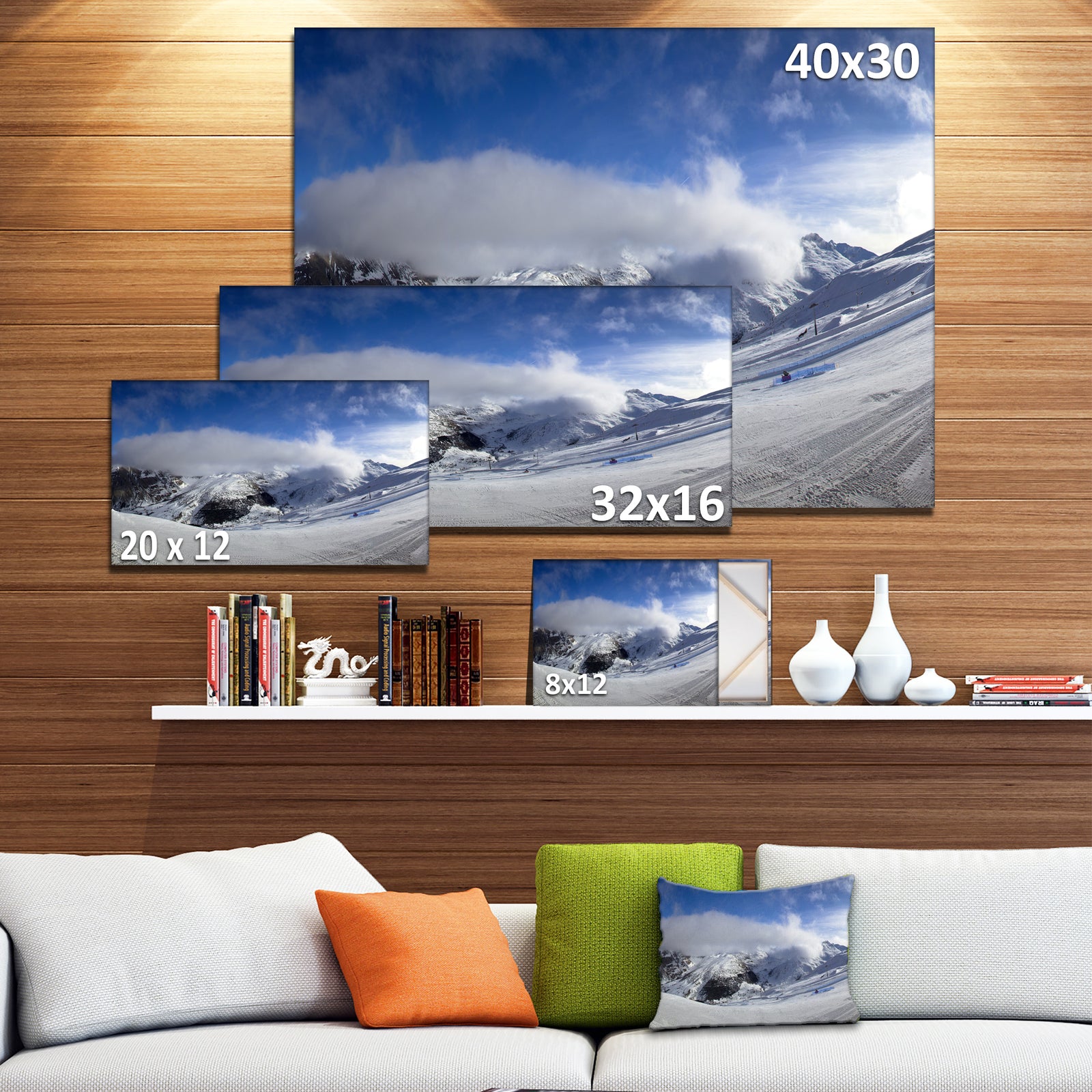 Winter in Alps Panorama - Modern Landscpae Wall Art