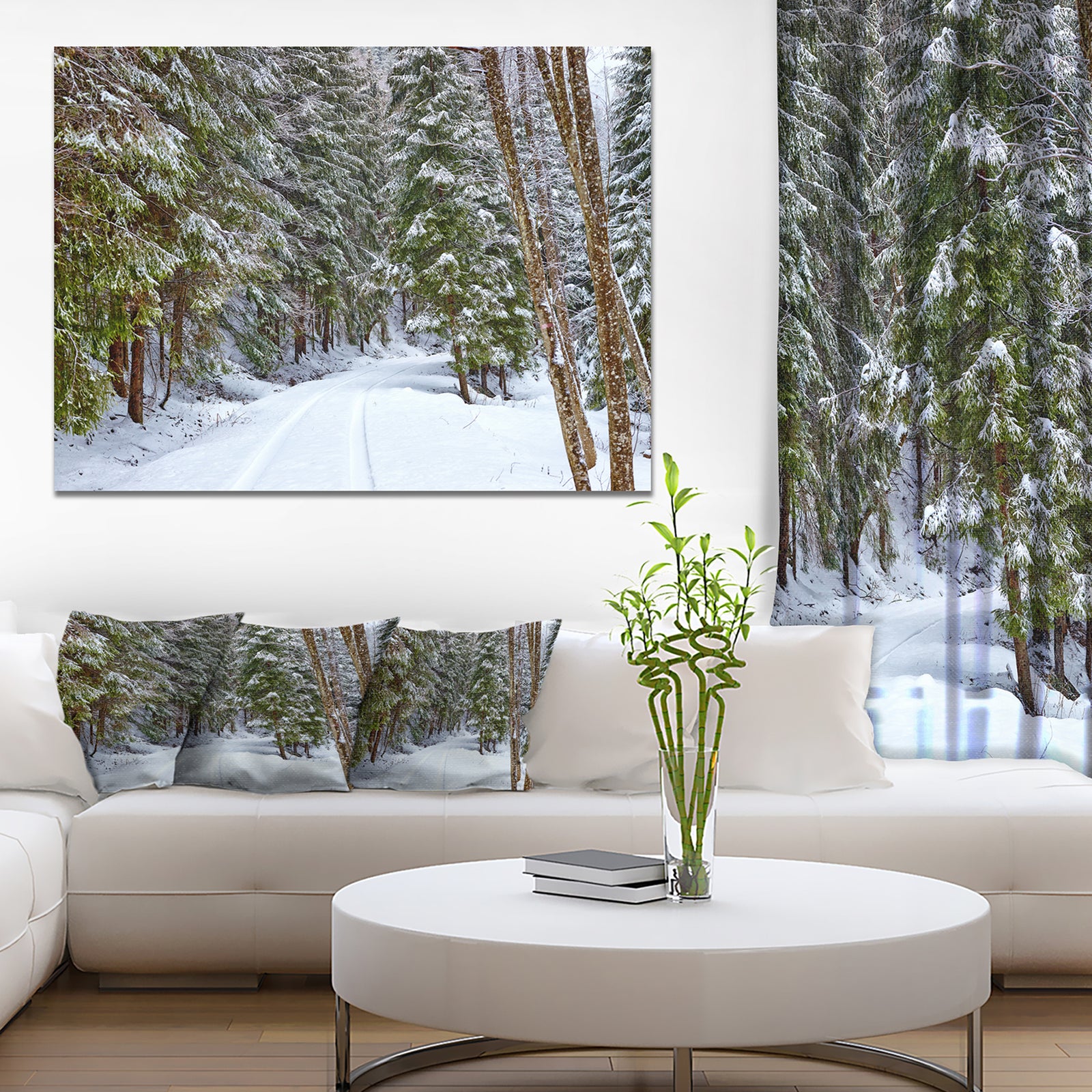 Snowy Road in the Forest - Modern Landscpae Wall Art