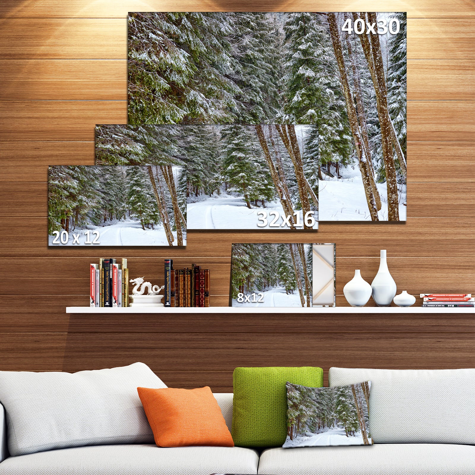 Snowy Road in the Forest - Modern Landscpae Wall Art