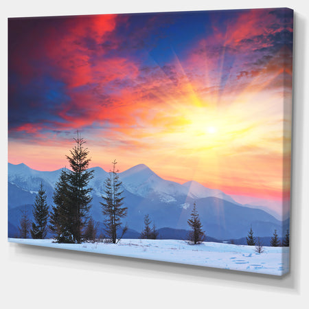 Beautiful Winter Landscape View - Landscape Canvas Wall Artwork