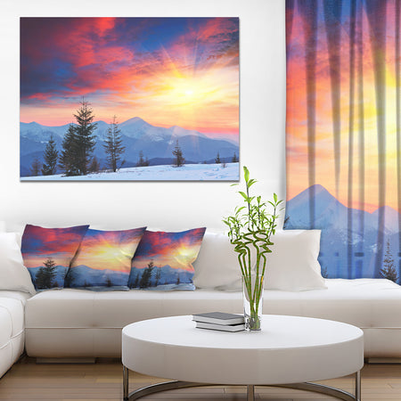 Beautiful Winter Landscape View - Landscape Canvas Wall Artwork