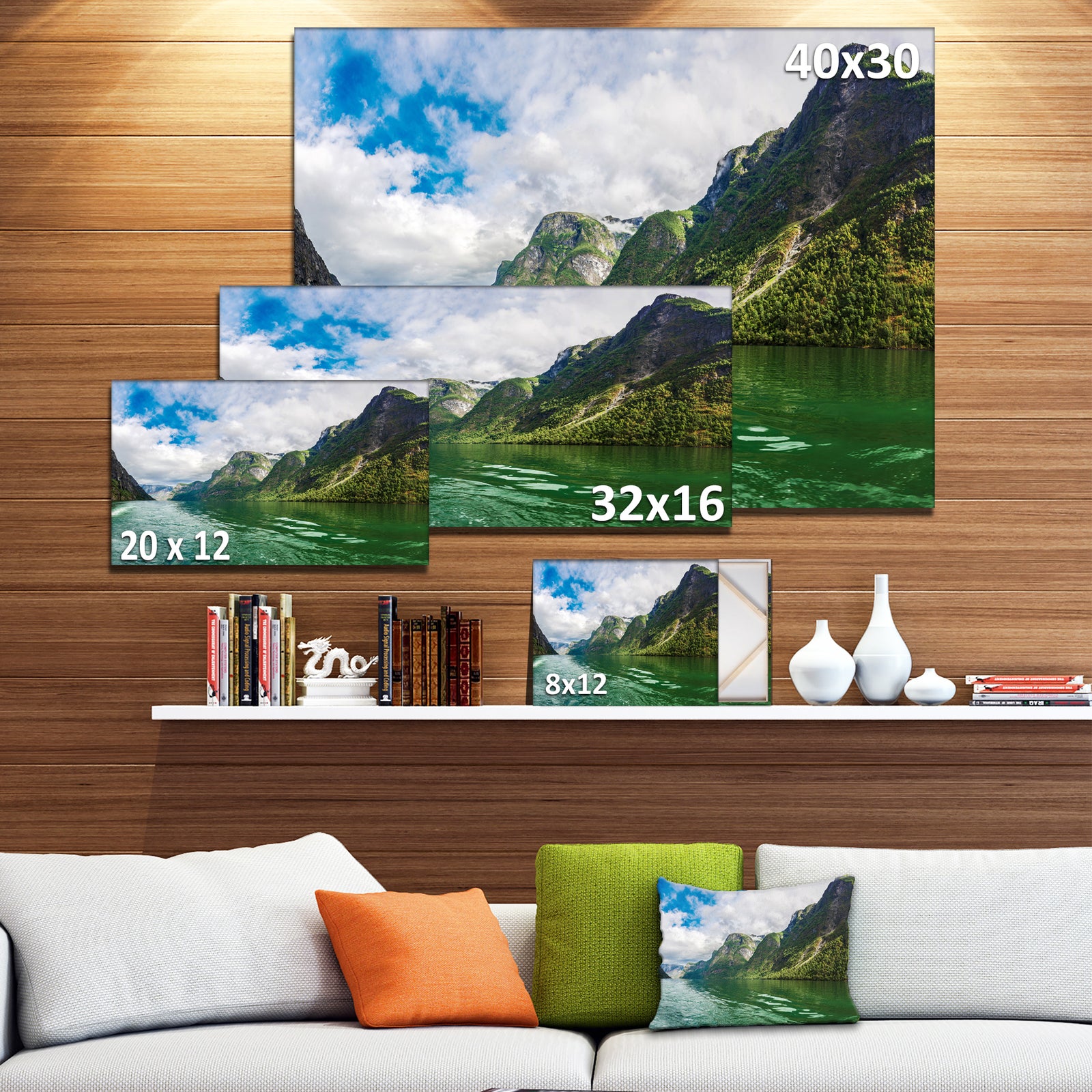 Green Lake Sognefjord Norway - Landscape Canvas Wall Artwork