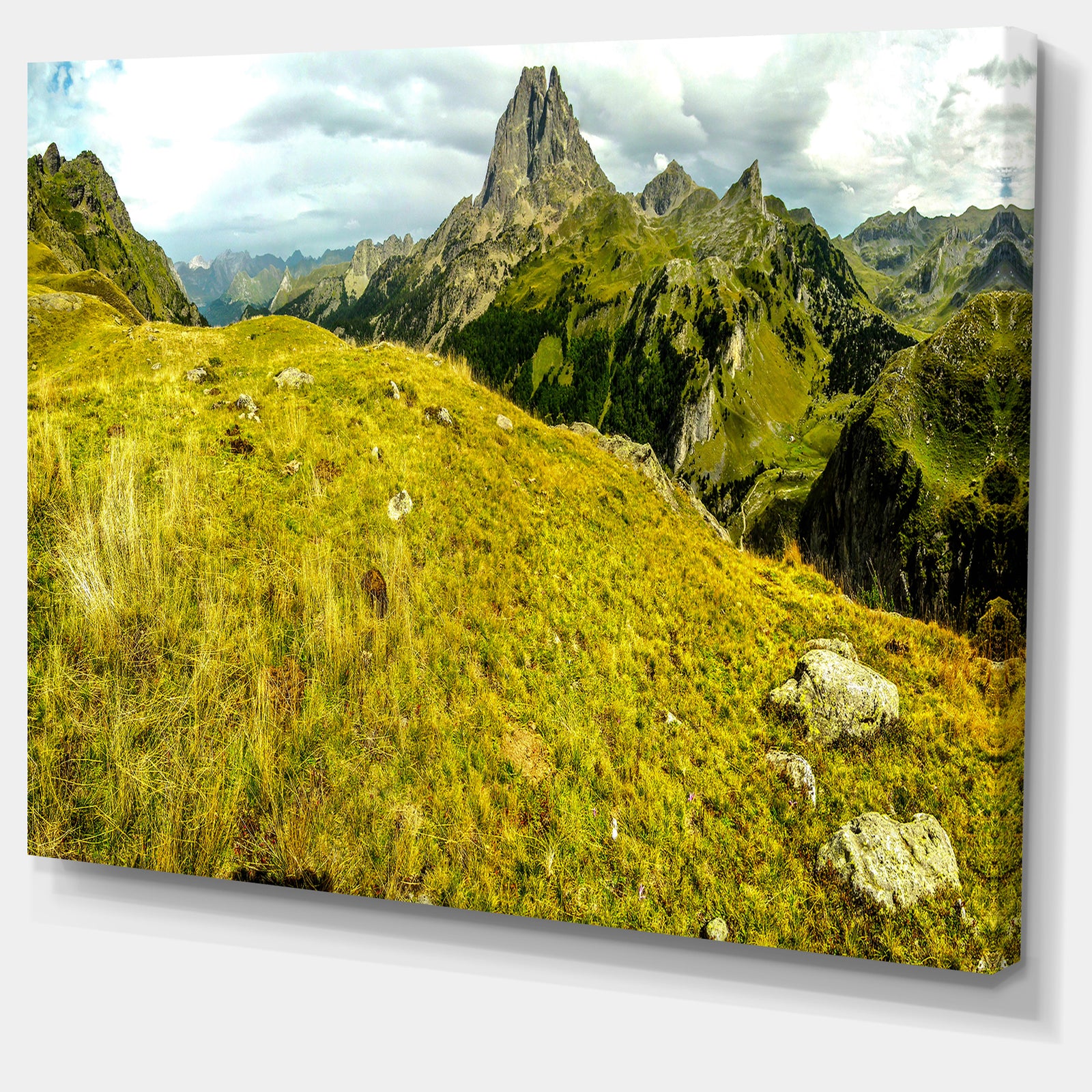 Bright Green Mountain Panorama - Landscape Canvas Wall Artwork