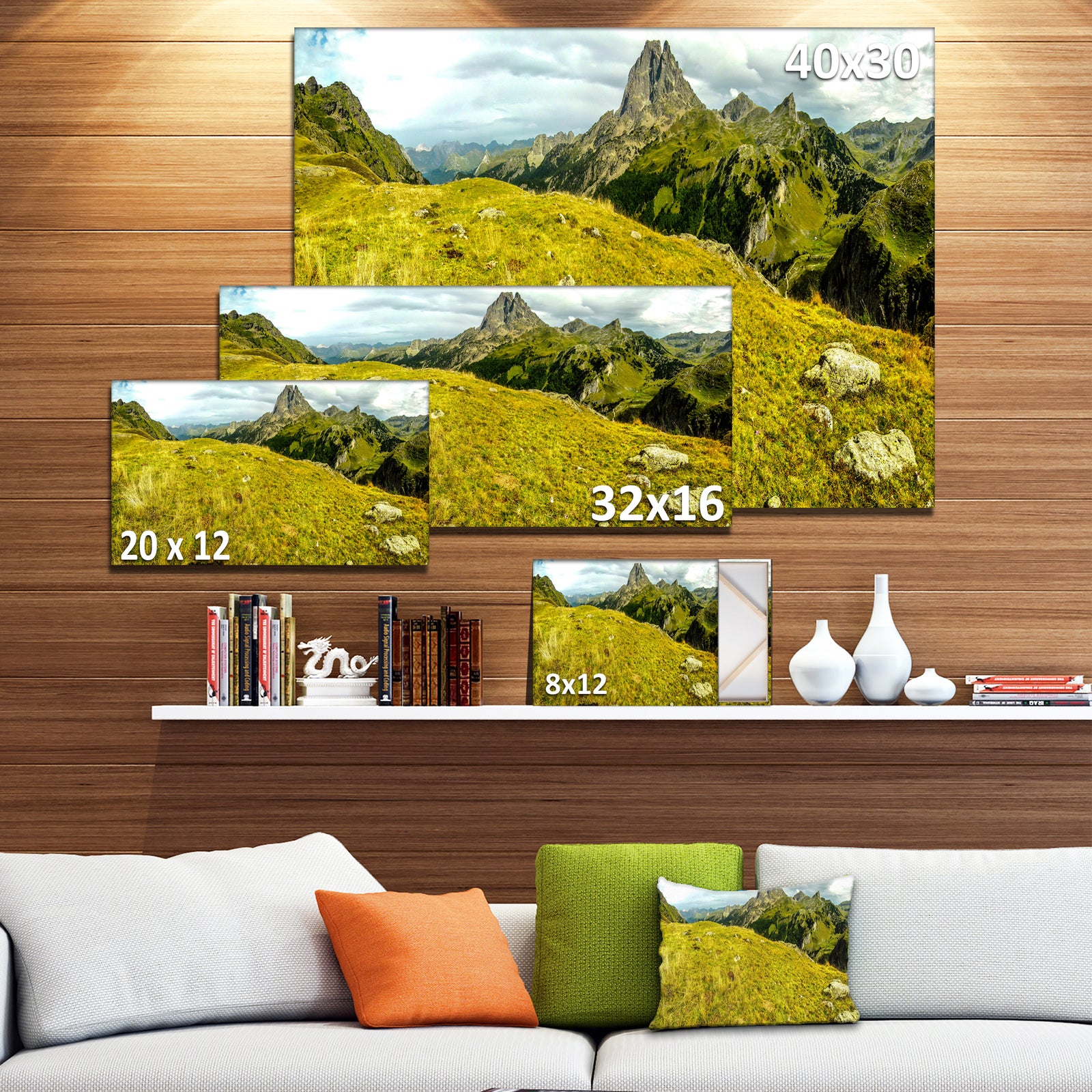 Bright Green Mountain Panorama - Landscape Canvas Wall Artwork