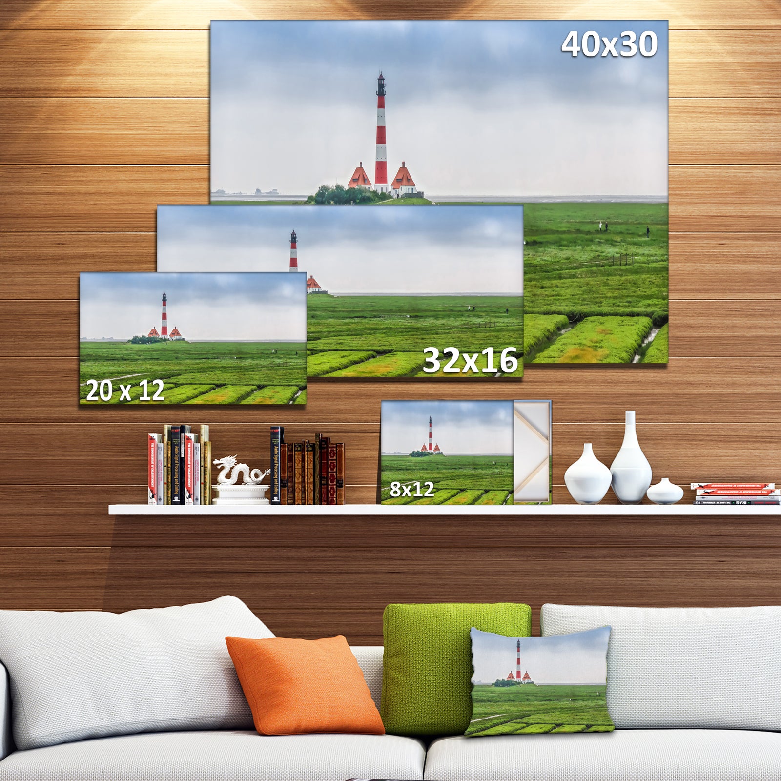 Westerheversand Lighthouse Panorama - Landscape Canvas Wall Artwork