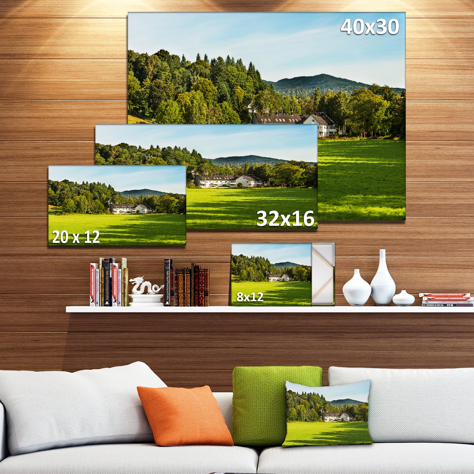 Alone Farmhouse in Meadow - Landscape Canvas Wall Artwork