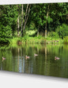 Bushes and Trees in River Bank - Landscape Canvas Wall Artwork