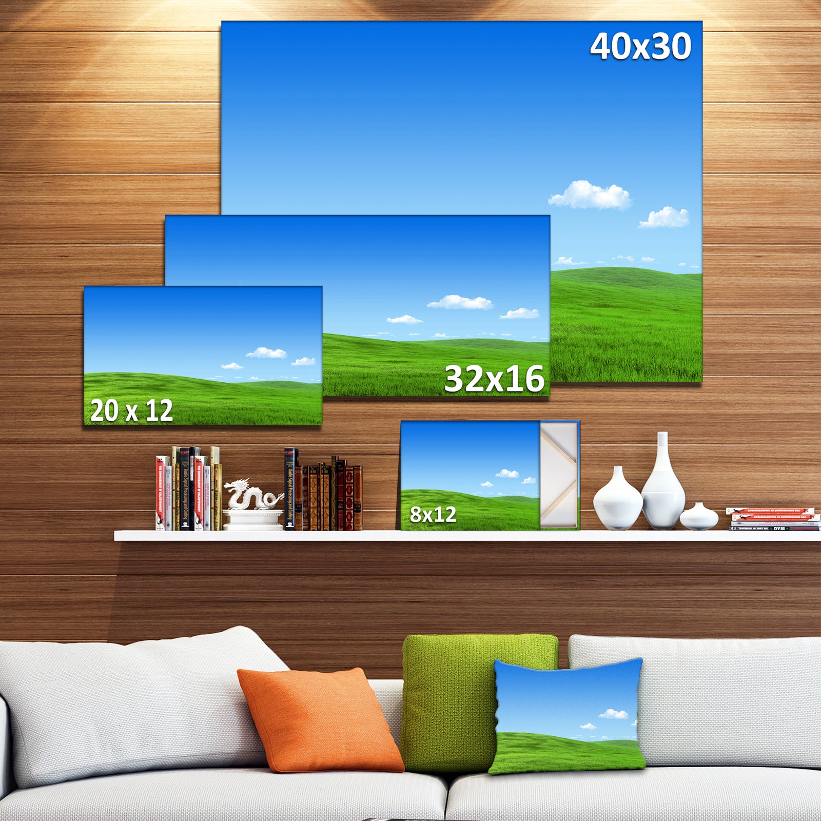 Calm Green Meadow - Landscape Canvas Wall Artwork
