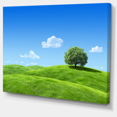 Calm Meadow with Single Tree - Landscape Canvas Wall Artwork