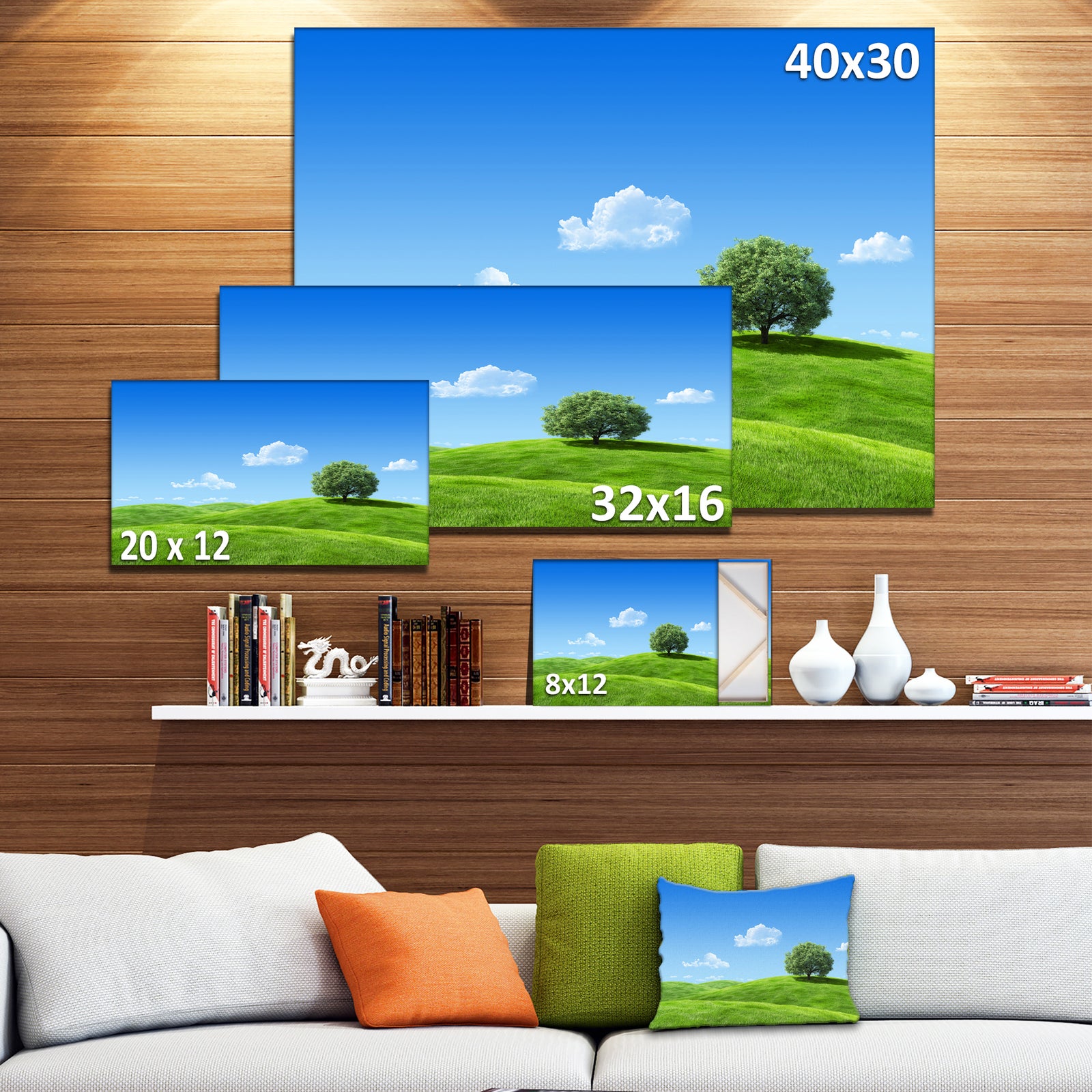 Calm Meadow with Single Tree - Landscape Canvas Wall Artwork