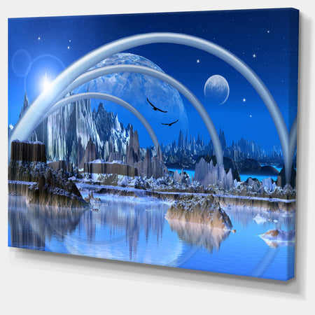 Blue Fantasy Landscape - Landscape Canvas Wall Artwork