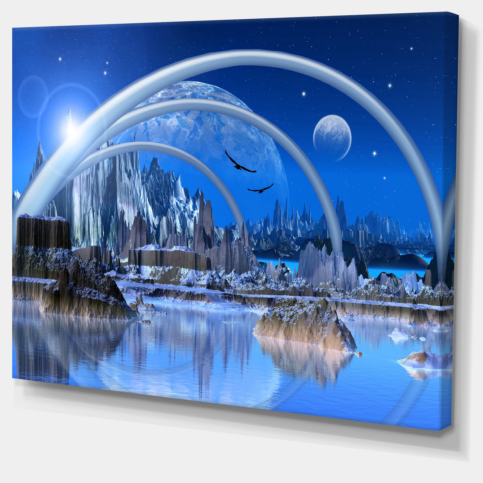 Blue Fantasy Landscape - Landscape Canvas Wall Artwork