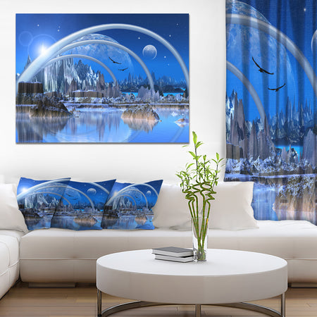 Blue Fantasy Landscape - Landscape Canvas Wall Artwork