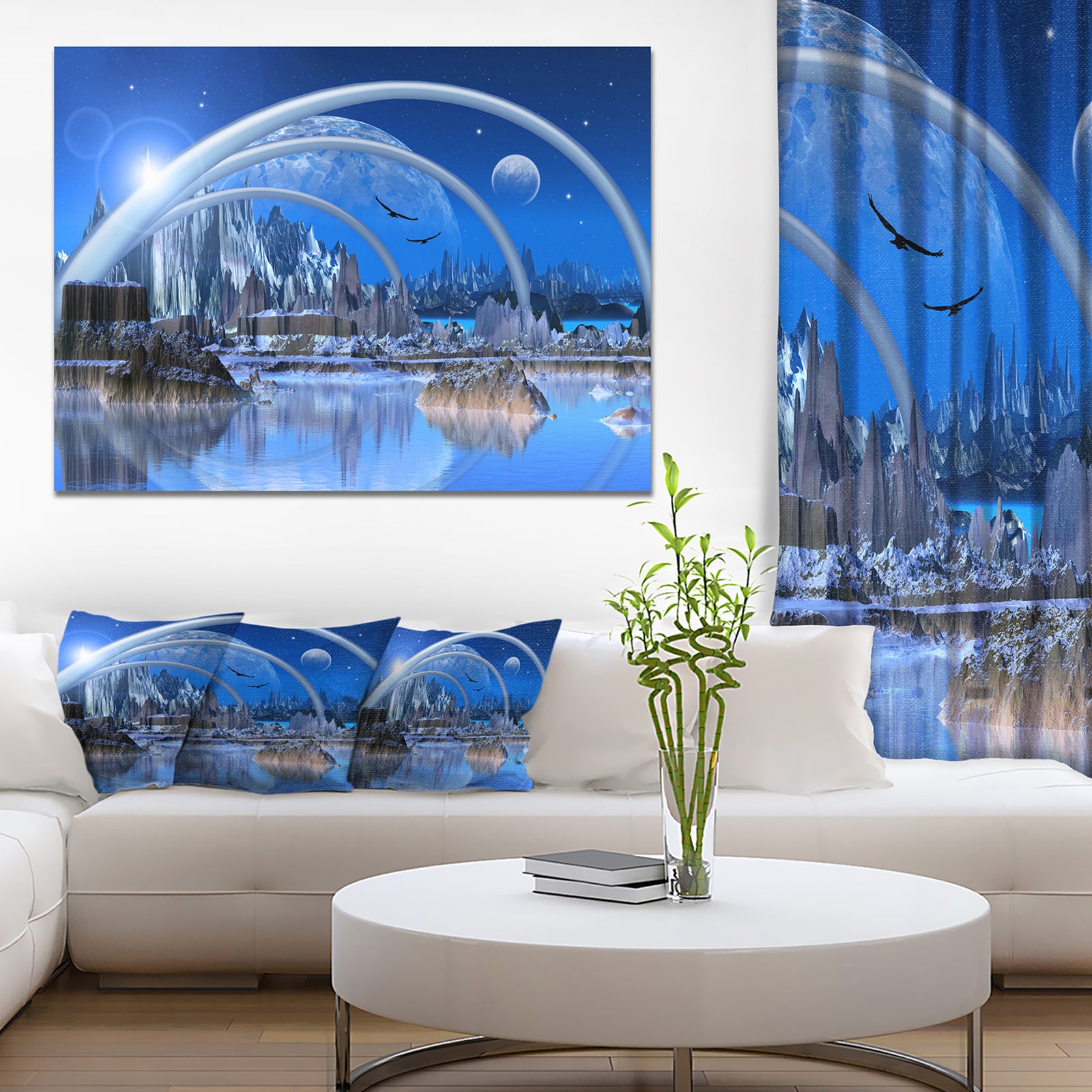 Blue Fantasy Landscape - Landscape Canvas Wall Artwork
