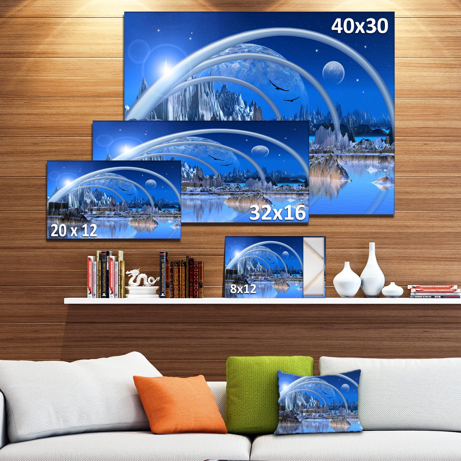 Blue Fantasy Landscape - Landscape Canvas Wall Artwork