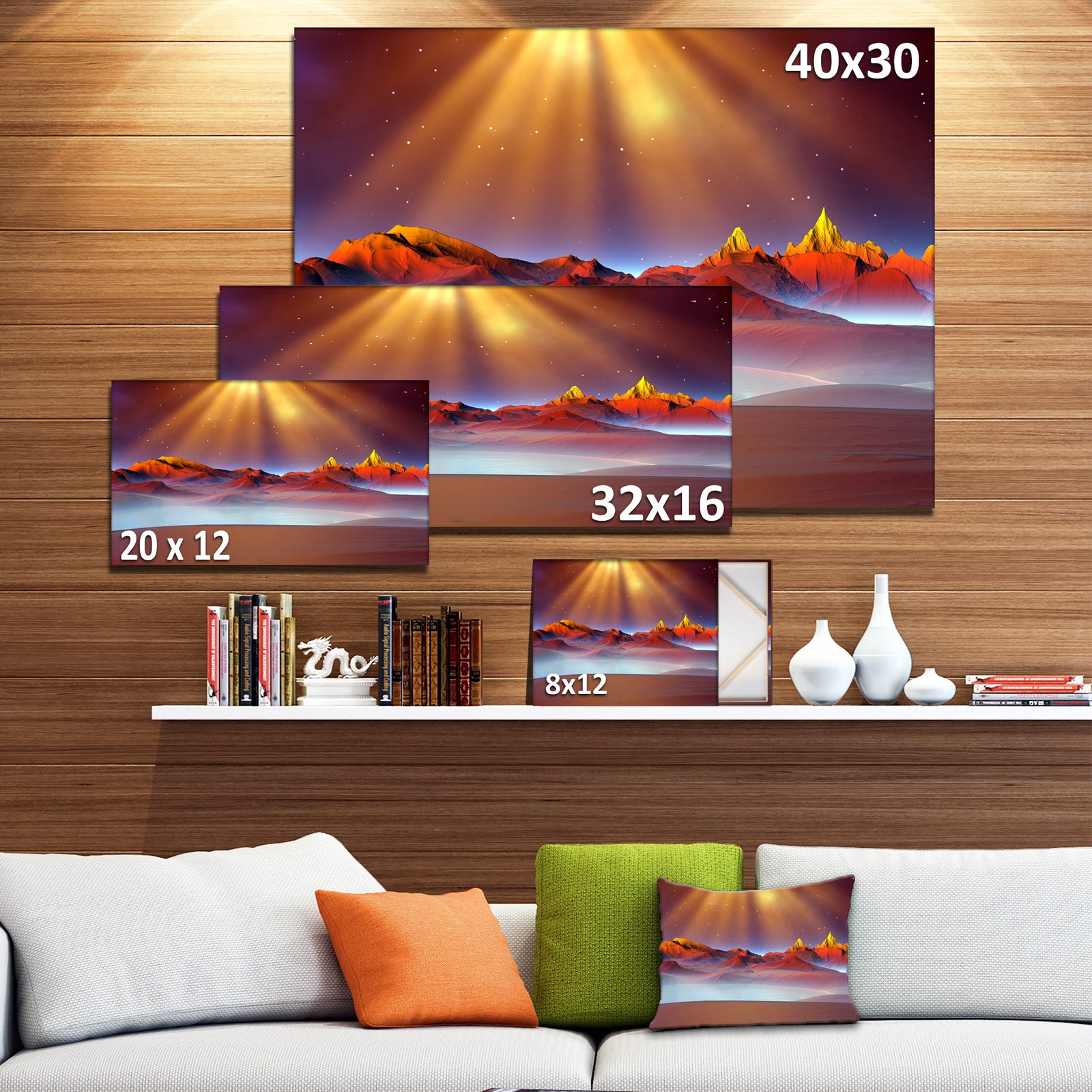 Alien Landscape at Sunset - Landscape Canvas Wall Artwork