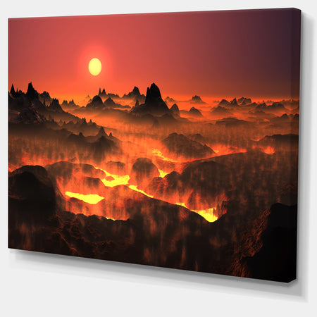 Burning Volcano Country - Landscape Canvas Wall Artwork