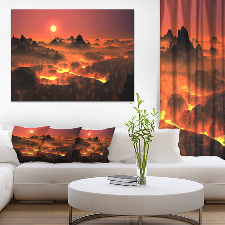 Burning Volcano Country - Landscape Canvas Wall Artwork