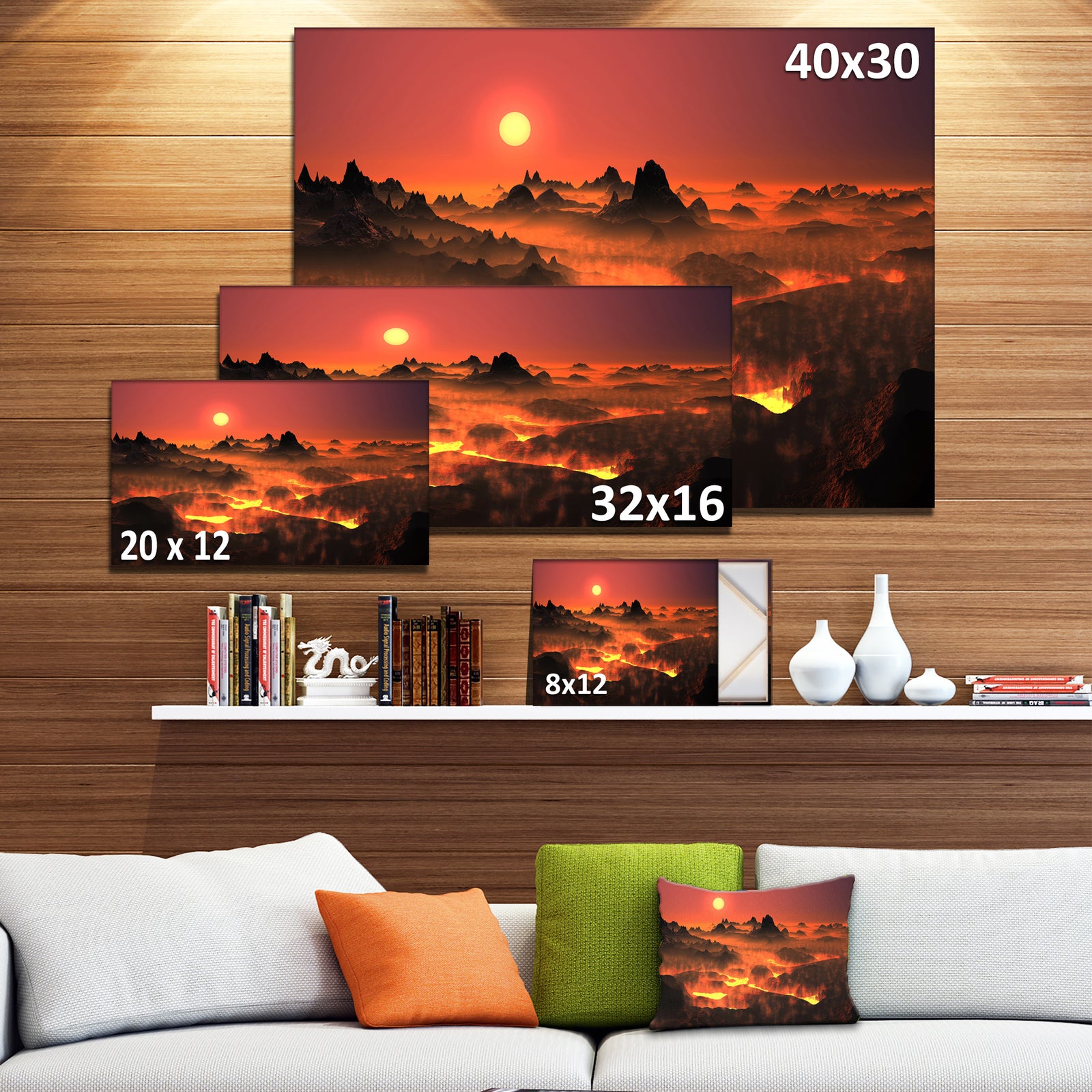 Burning Volcano Country - Landscape Canvas Wall Artwork