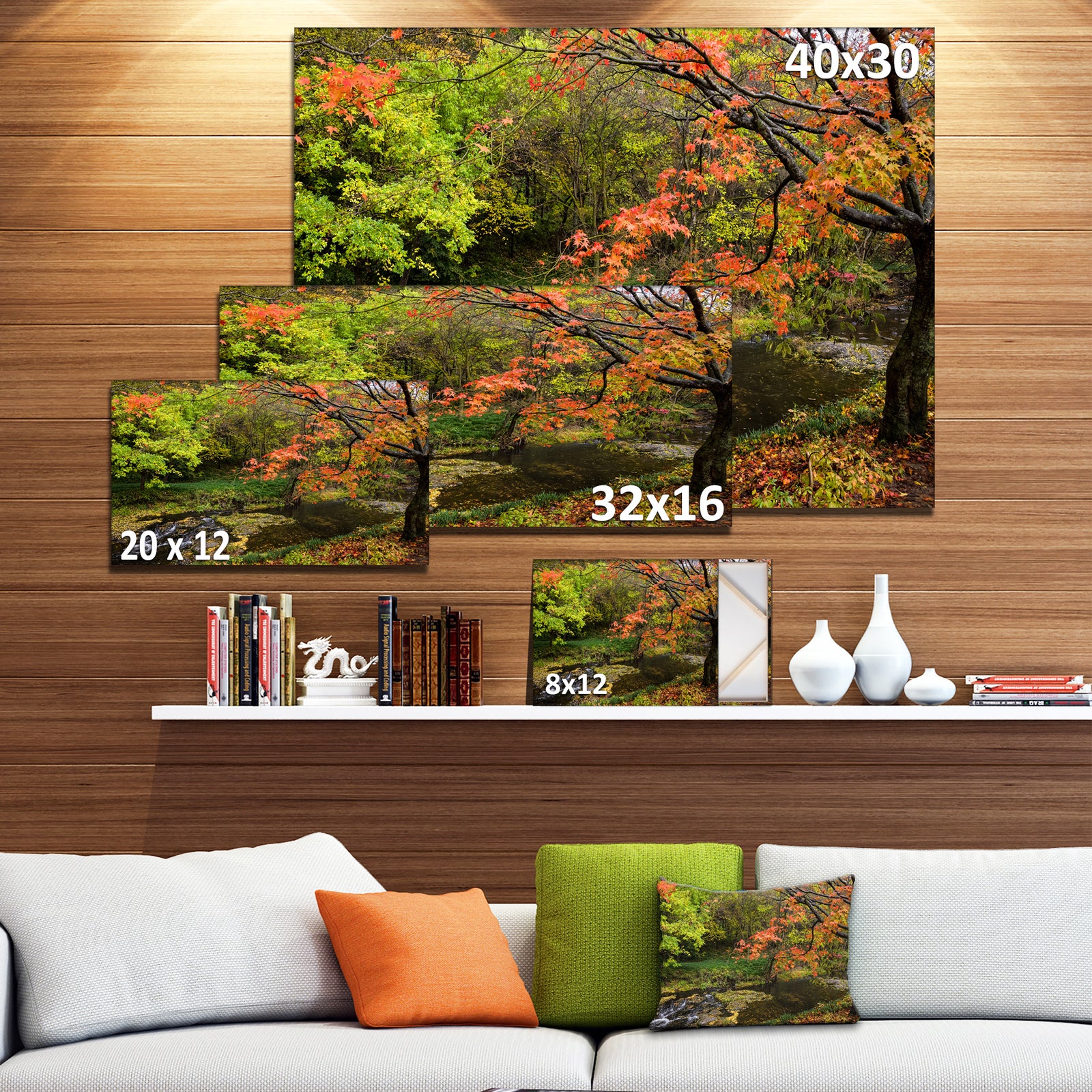 Fall Trees in Bright Colors - Landscape Canvas Wall Artwork