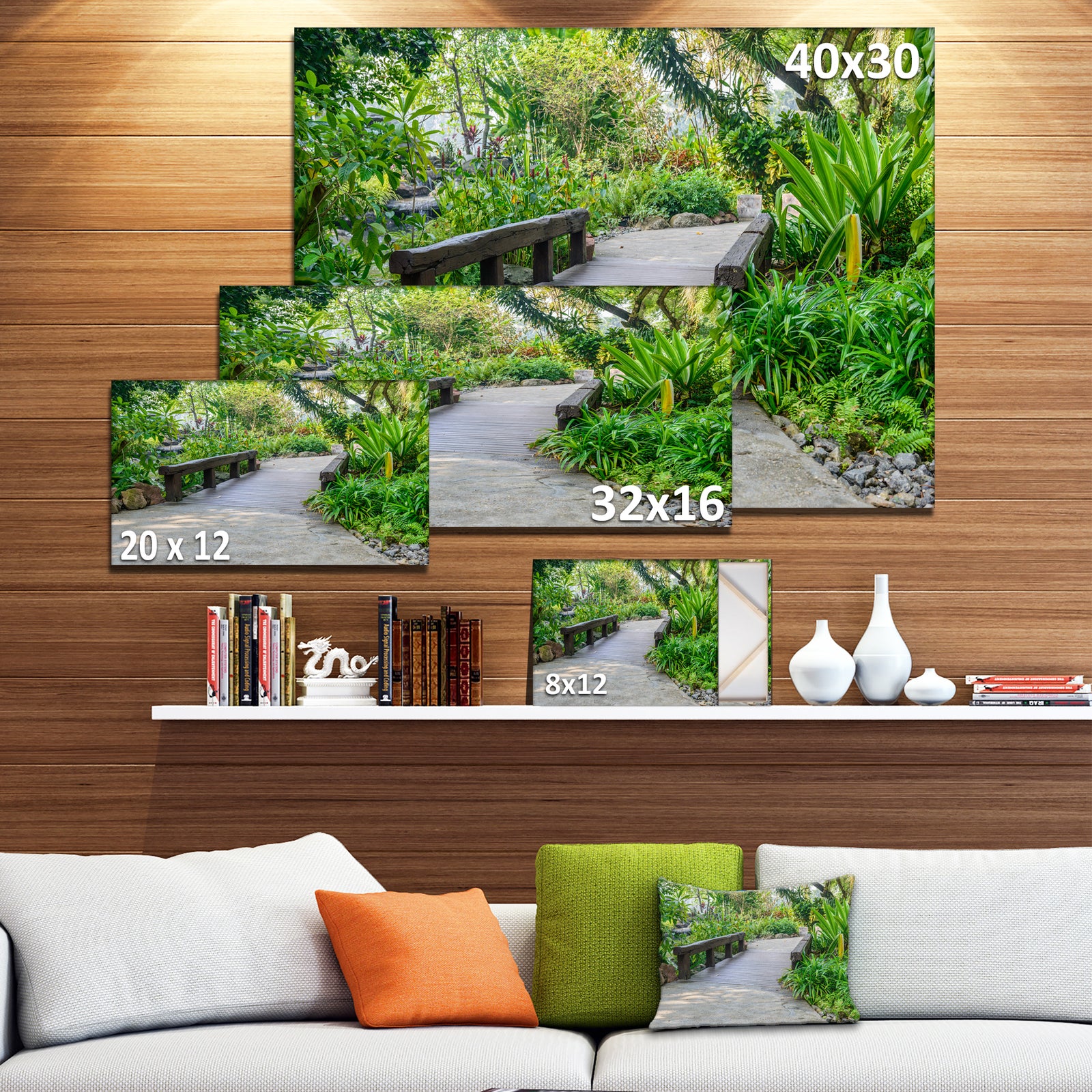Stone Pathway into Garden - Landscape Canvas Wall Artwork