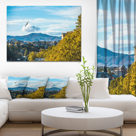 Old Town and Hills in Tbilisi - Landscape Canvas Wall Artwork