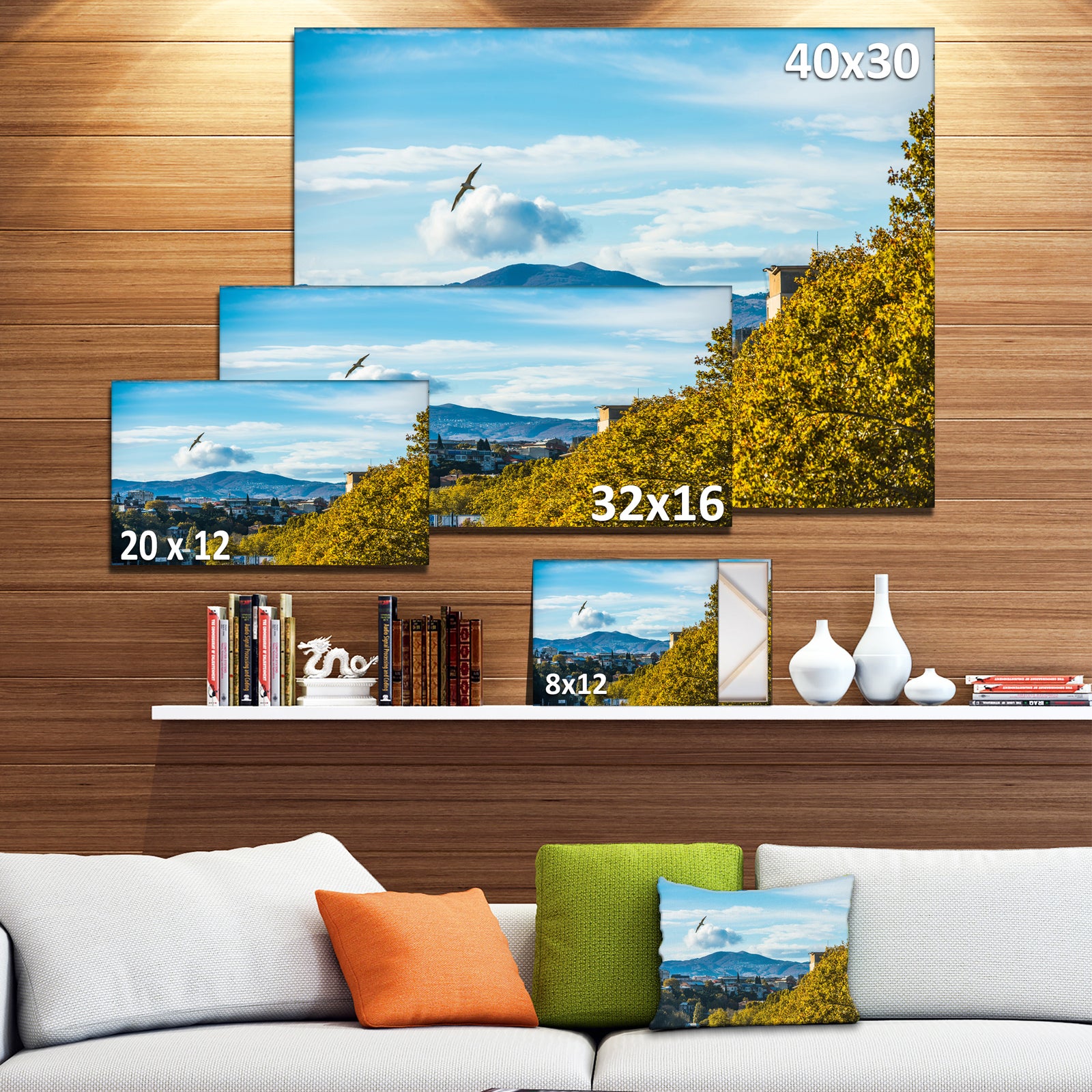 Old Town and Hills in Tbilisi - Landscape Canvas Wall Artwork